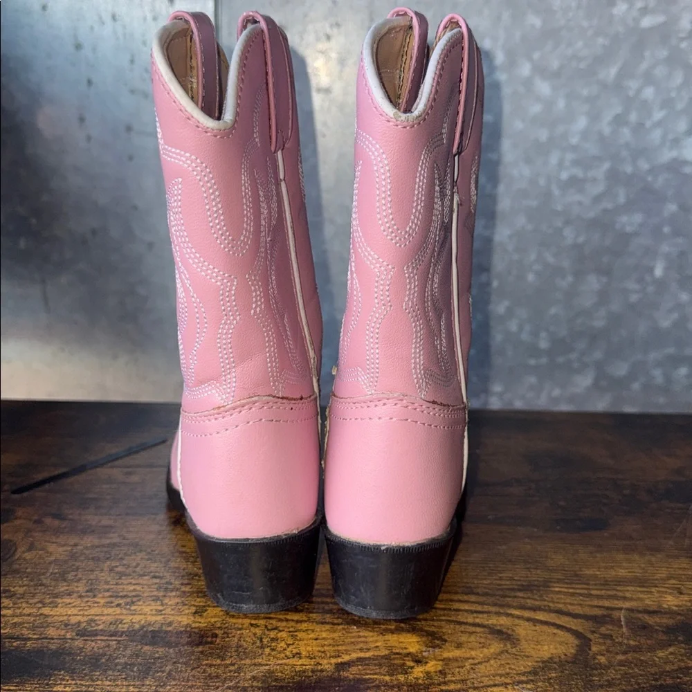 Durango Girls' Pink Western Boots with Silver Toe Rand - Size 1 Toddler